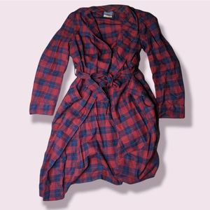 Vintage Pendleton red blue plaid wool robe